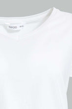 تنزيل الصورة على معرض الصور، Redtag-White-Plain-Short-Sleeve-V-Neck-T-Shirt-Active-Tees-Women's-