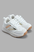 تنزيل الصورة على معرض الصور، Redtag-White-Star-Print-Slim-Runner-Sneakers-Girls-3 to 5 Years