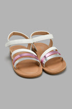 Load image into Gallery viewer, Redtag-White-Multi-Strap-Sandal-Slingbacks-Girls-3 to 5 Years