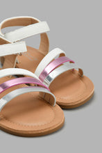 Load image into Gallery viewer, Redtag-White-Multi-Strap-Sandal-Slingbacks-Girls-3 to 5 Years
