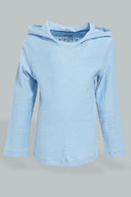 Load image into Gallery viewer, Redtag-Blue-Hoody-Slub-Tshirt-Hooded-Infant-Boys-3 to 24 Months