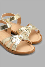 Load image into Gallery viewer, Redtag-Gold-Pearl-Sandal-Sandals-Girls-3 to 5 Years