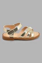 Load image into Gallery viewer, Redtag-Gold-Pearl-Sandal-Sandals-Girls-3 to 5 Years