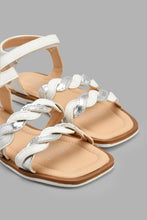Load image into Gallery viewer, Redtag-White-Braided-Strap-Sandal-Sandals-Girls-3 to 5 Years