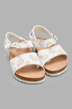 Load image into Gallery viewer, Redtag-White-Floral-Print-Cork-Sandal-Cork-Girls-3 to 5 Years