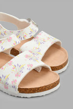 Load image into Gallery viewer, Redtag-White-Floral-Print-Cork-Sandal-Cork-Girls-3 to 5 Years