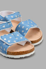 Load image into Gallery viewer, Redtag-Blue-Heart-Print-Cork-Sandal-Cork-Girls-3 to 5 Years