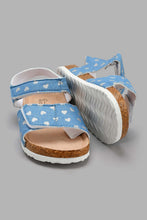 Load image into Gallery viewer, Redtag-Blue-Heart-Print-Cork-Sandal-Cork-Girls-3 to 5 Years