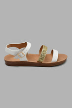 Load image into Gallery viewer, Redtag-White-Glitter-Strap-Sandal-Slingbacks-Senior-Girls-5 to 14 Years