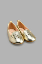 Load image into Gallery viewer, Redtag-Gold-Heart-Laser-Cut-Loafer-Colour:Gold,-Filter:Girls-Footwear-(3-to-5-Yrs),-GIR-Casual-Shoes,-New-In,-New-In-GIR-FOO,-Non-Sale,-S22B,-Section:Kidswear-Girls-3 to 5 Years