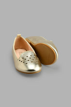 Load image into Gallery viewer, Redtag-Gold-Heart-Laser-Cut-Loafer-Colour:Gold,-Filter:Girls-Footwear-(3-to-5-Yrs),-GIR-Casual-Shoes,-New-In,-New-In-GIR-FOO,-Non-Sale,-S22B,-Section:Kidswear-Girls-3 to 5 Years