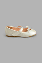 Load image into Gallery viewer, Redtag-Cream-Pearl-Trim-Ballerina-Colour:Cream,-Filter:Girls-Footwear-(3-to-5-Yrs),-GIR-Casual-Shoes,-New-In,-New-In-GIR-FOO,-Non-Sale,-S22B,-Section:Kidswear-Girls-3 to 5 Years