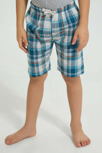 تنزيل الصورة على معرض الصور، Redtag-Blue-Van-Print-T-Shirt-And-Check-Shorts-Set-Pyjama-Sets-Boys-2 to 8 Years