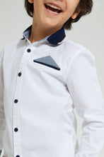 Load image into Gallery viewer, Redtag-White-Knitted-Collar-Long-Sleeve-Shirt-Casual-Shirts-Boys-2 to 8 Years