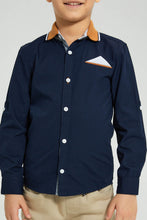 Load image into Gallery viewer, Redtag-Navy-Knitted-Collar-Long-Sleeve-Shirt-Boys-Shirts,-Colour:Navy,-Filter:Boys-(2-to-8-Yrs),-New-In,-New-In-BOY,-Non-Sale,-S22B,-Section:Kidswear-Boys-2 to 8 Years