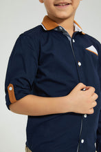 Load image into Gallery viewer, Redtag-Navy-Knitted-Collar-Long-Sleeve-Shirt-Boys-Shirts,-Colour:Navy,-Filter:Boys-(2-to-8-Yrs),-New-In,-New-In-BOY,-Non-Sale,-S22B,-Section:Kidswear-Boys-2 to 8 Years