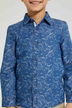 Load image into Gallery viewer, Redtag-Blue-Printed-Long-Sleeve-Denim-Shirt-Boys-Shirts,-Colour:Blue,-Filter:Boys-(2-to-8-Yrs),-New-In,-New-In-BOY,-Non-Sale,-S22B,-Section:Kidswear-Boys-2 to 8 Years