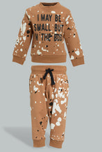 Load image into Gallery viewer, Redtag-Mustard-Splatter-Print-Jogging-Suits-Jog-Sets-Infant-Boys-3 to 24 Months
