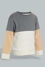 تنزيل الصورة على معرض الصور، Redtag-Charcoal-And-Ecru-Cut-And-Sew-Jogging-Suits-Jog-Sets-Infant-Boys-3 to 24 Months