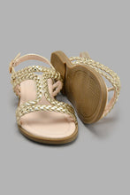 Load image into Gallery viewer, Redtag-Gold-Braided-Sandal-Sandals-Senior-Girls-5 to 14 Years