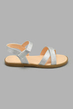 Load image into Gallery viewer, Redtag-Silver-Crossover-Strap-Sandal-Sandals-Senior-Girls-5 to 14 Years