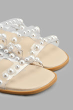 Load image into Gallery viewer, Redtag-White-Pearl-Strap-Mule-Sandal-Casual-Sandals-Senior-Girls-5 to 14 Years