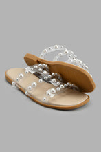 Load image into Gallery viewer, Redtag-White-Pearl-Strap-Mule-Sandal-Casual-Sandals-Senior-Girls-5 to 14 Years