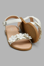 Load image into Gallery viewer, Redtag-White-Floral-Sandal-Slingbacks-Senior-Girls-5 to 14 Years