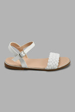 Load image into Gallery viewer, Redtag-White-Braided-Sandal-Slingbacks-Senior-Girls-5 to 14 Years