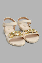 Load image into Gallery viewer, Redtag-Cream-Chain-Embellished-Sandal-Slingbacks-Senior-Girls-5 to 14 Years