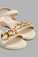 Load image into Gallery viewer, Redtag-Cream-Chain-Embellished-Sandal-Slingbacks-Senior-Girls-5 to 14 Years