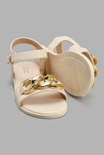 Load image into Gallery viewer, Redtag-Cream-Chain-Embellished-Sandal-Slingbacks-Senior-Girls-5 to 14 Years