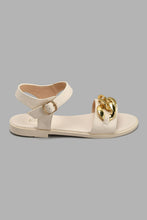 Load image into Gallery viewer, Redtag-Cream-Chain-Embellished-Sandal-Slingbacks-Senior-Girls-5 to 14 Years