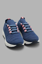 Load image into Gallery viewer, Redtag-Navy-Flyknit-Slip-On-Trainer-Slip-Ons-Senior-Girls-5 to 14 Years
