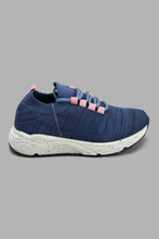 Load image into Gallery viewer, Redtag-Navy-Flyknit-Slip-On-Trainer-Slip-Ons-Senior-Girls-5 to 14 Years