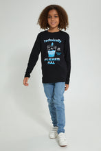 تنزيل الصورة على معرض الصور، Redtag-Black-Glass-Always-Full-T-Shirt-Graphic-Prints-Senior-Boys-9 to 14 Years