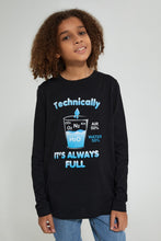تنزيل الصورة على معرض الصور، Redtag-Black-Glass-Always-Full-T-Shirt-Graphic-Prints-Senior-Boys-9 to 14 Years