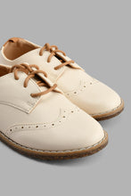 Load image into Gallery viewer, Redtag-Off-White-Lace-Up-Brogue-Casual-Shoes-Boys-3 to 5 Years