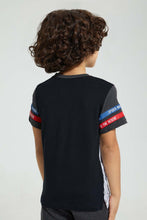 Load image into Gallery viewer, Redtag-Black-Spiderman-Foil-Print-T-Shirt-Character-Boys-2 to 8 Years