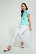 تنزيل الصورة على معرض الصور، Redtag-Mint-Plain-Short-Sleeve-Crew-Neck-T-Shirt-Active-Tees-Women's-