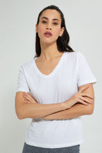 تنزيل الصورة على معرض الصور، Redtag-Black-Plain-Short-Sleeve-V-Neck-T-Shirt-Active-Tees-Women's-