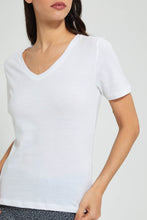 تنزيل الصورة على معرض الصور، Redtag-Black-Plain-Short-Sleeve-V-Neck-T-Shirt-Active-Tees-Women's-