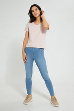 تنزيل الصورة على معرض الصور، Redtag-Pink-Plain-Short-Sleeve-V-Neck-T-Shirt-Active-Tees-Women's-