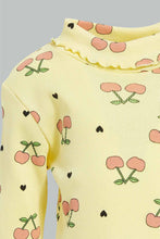 Load image into Gallery viewer, Redtag-Yellow-Printed-Ribbed-Tshirt-All-Over-Prints-Infant-Girls-3 to 24 Months