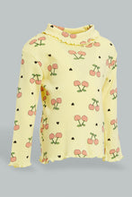 Load image into Gallery viewer, Redtag-Yellow-Printed-Ribbed-Tshirt-All-Over-Prints-Infant-Girls-3 to 24 Months
