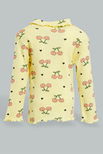 Load image into Gallery viewer, Redtag-Yellow-Printed-Ribbed-Tshirt-All-Over-Prints-Infant-Girls-3 to 24 Months