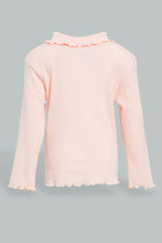 Load image into Gallery viewer, Redtag-Coral-Solid-Ribbed-Tshirt-Plain-Infant-Girls-3 to 24 Months