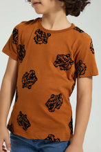 تنزيل الصورة على معرض الصور، Redtag-Brown-Tiger-Aop-T-Shirt-All-Over-Prints-Boys-2 to 8 Years