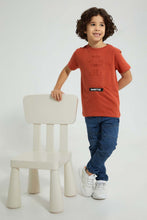 تنزيل الصورة على معرض الصور، Redtag-Brown-Embossed-T-Shirt-All-Over-Prints-Boys-2 to 8 Years