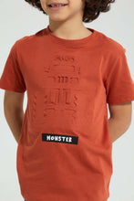 تنزيل الصورة على معرض الصور، Redtag-Brown-Embossed-T-Shirt-All-Over-Prints-Boys-2 to 8 Years